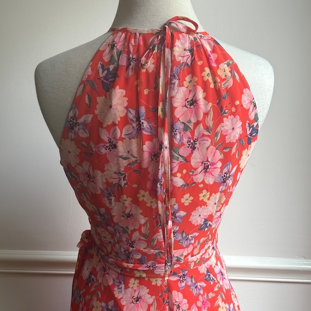 Eliza J Halter Neckline Floral Dress in Red and Pink Floral Size 8 NWT - Picture 8 of 12